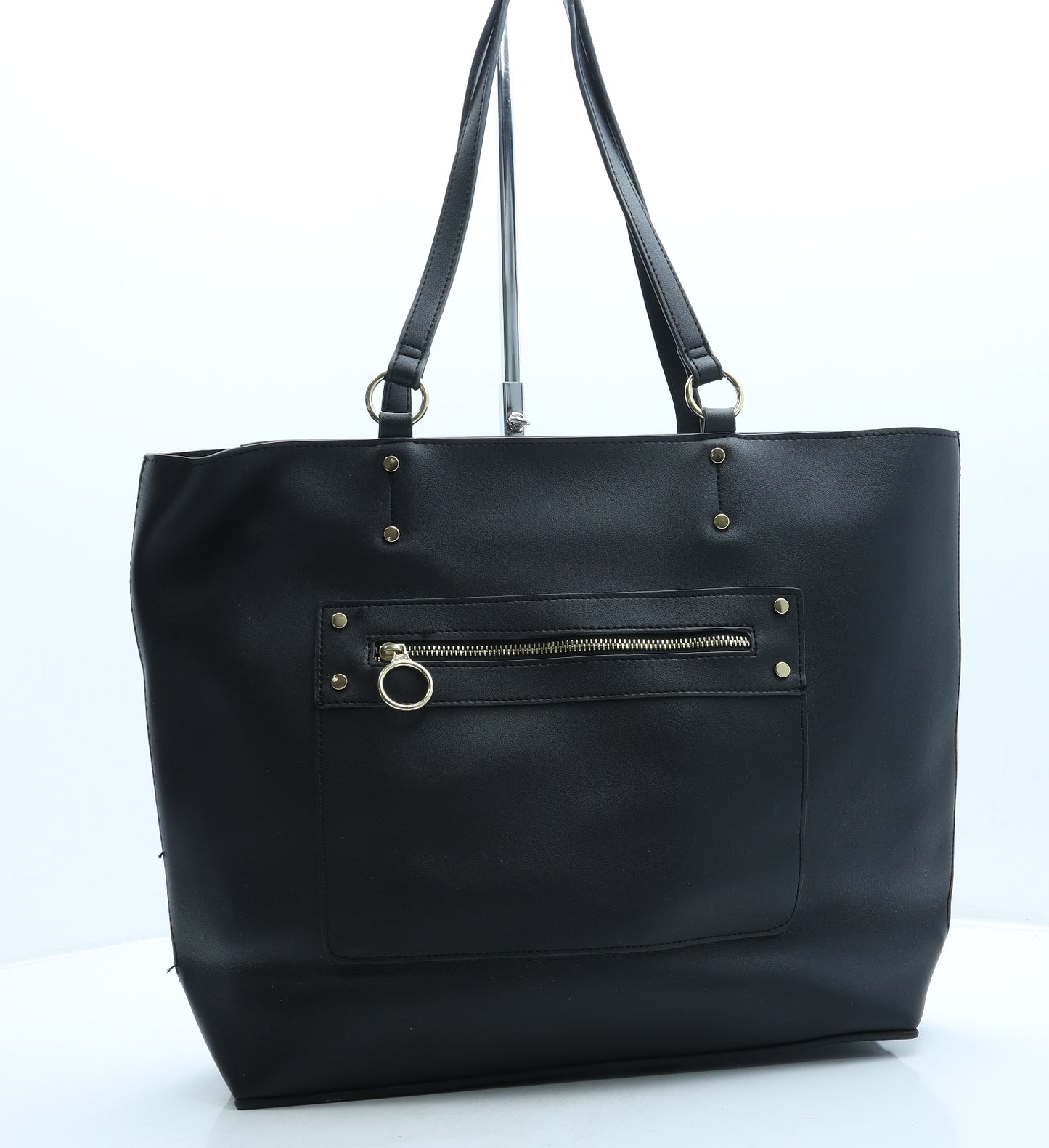 New Look Womens Black Leather Top Handle Bag Size Large