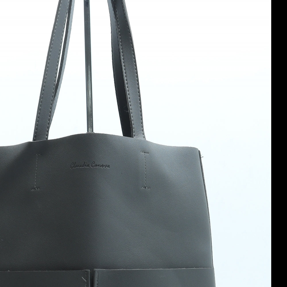 Claudia Canova Womens Grey Leather Shoulder Bag Size Large
