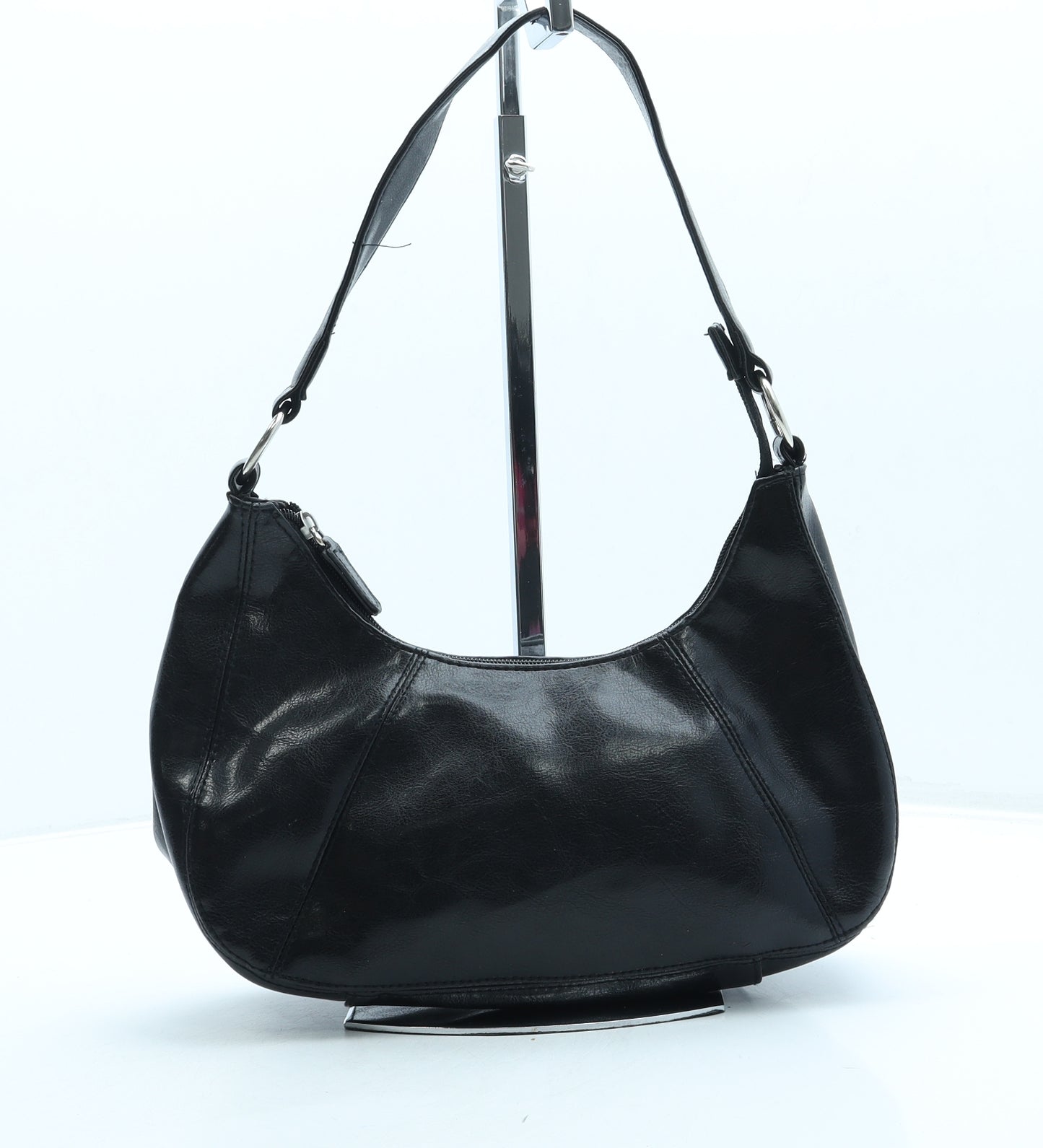 F&F Womens Black Leather Shoulder Bag Size Small