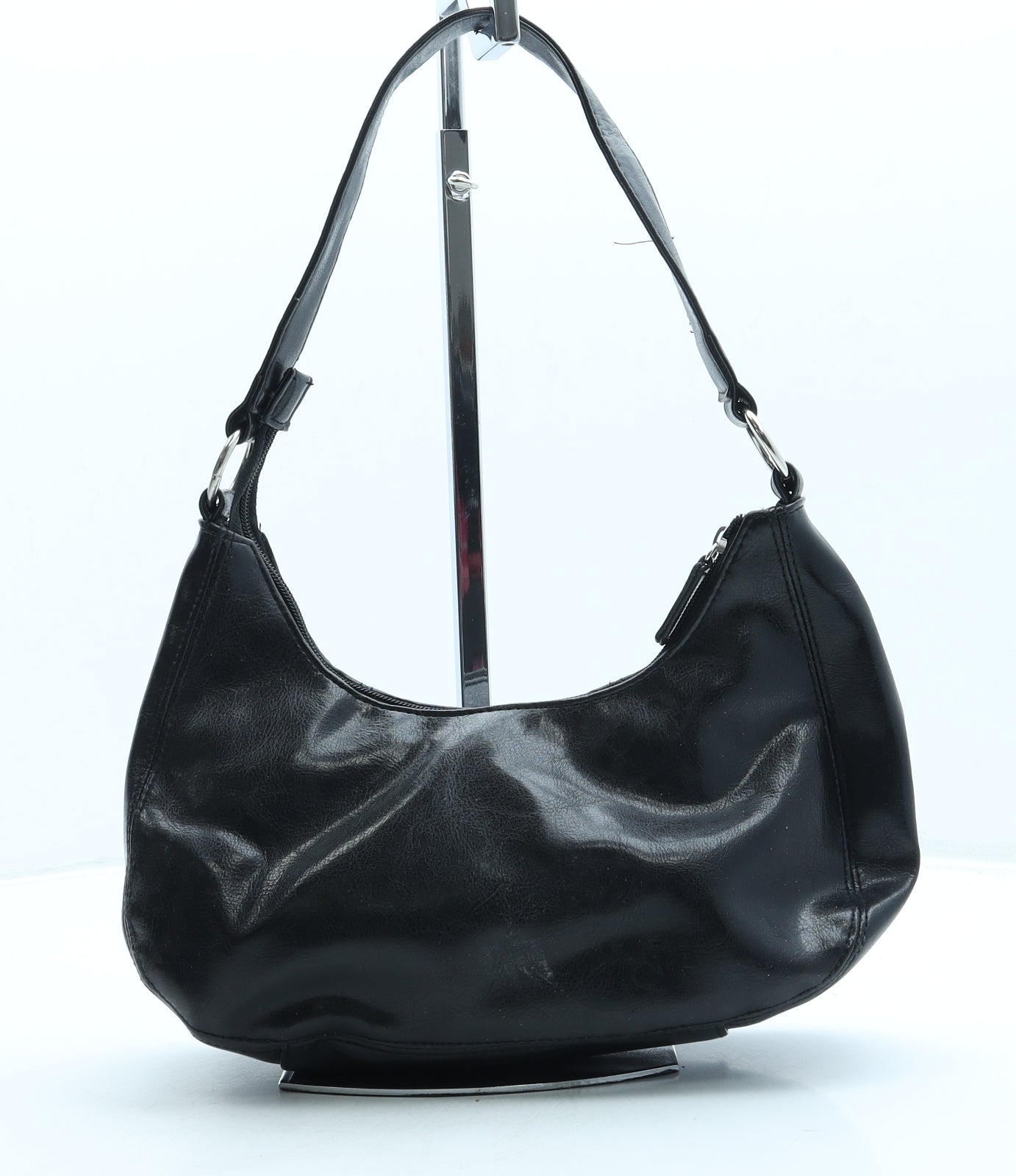 F&F Womens Black Leather Shoulder Bag Size Small