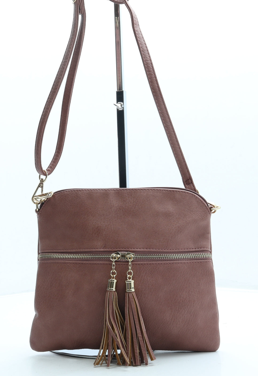 Preworn Womens Pink Leather Crossbody Size Small