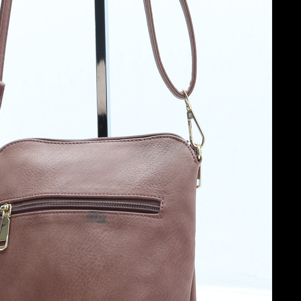 Preworn Womens Pink Leather Crossbody Size Small