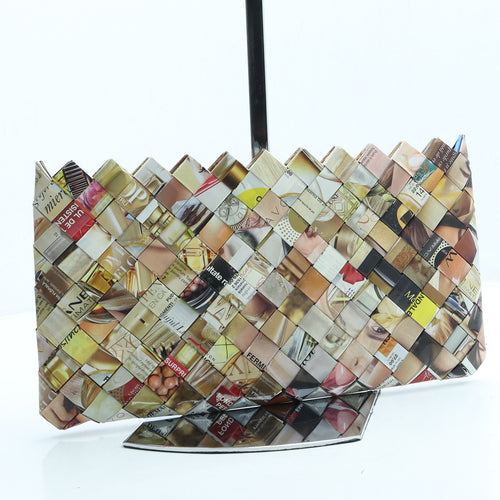 Preworn Womens Multicoloured Geometric Leather Clutch Size Small - Magazine