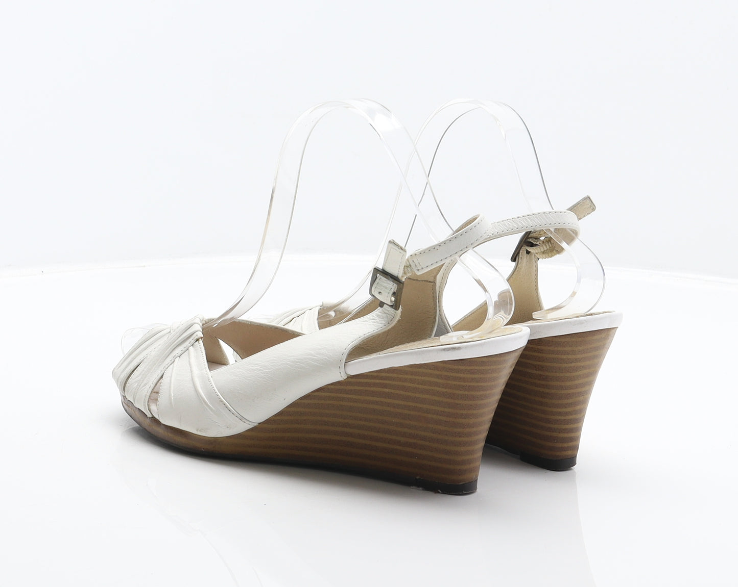 George Womens White Leather Slingback Heel UK 5 38