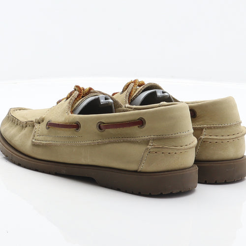 Saxone Womens Beige Leather Boat Shoe Flat UK 4 37