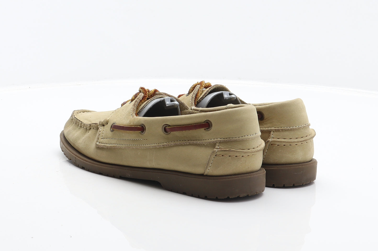 Saxone Womens Beige Leather Boat Shoe Flat UK 4 37