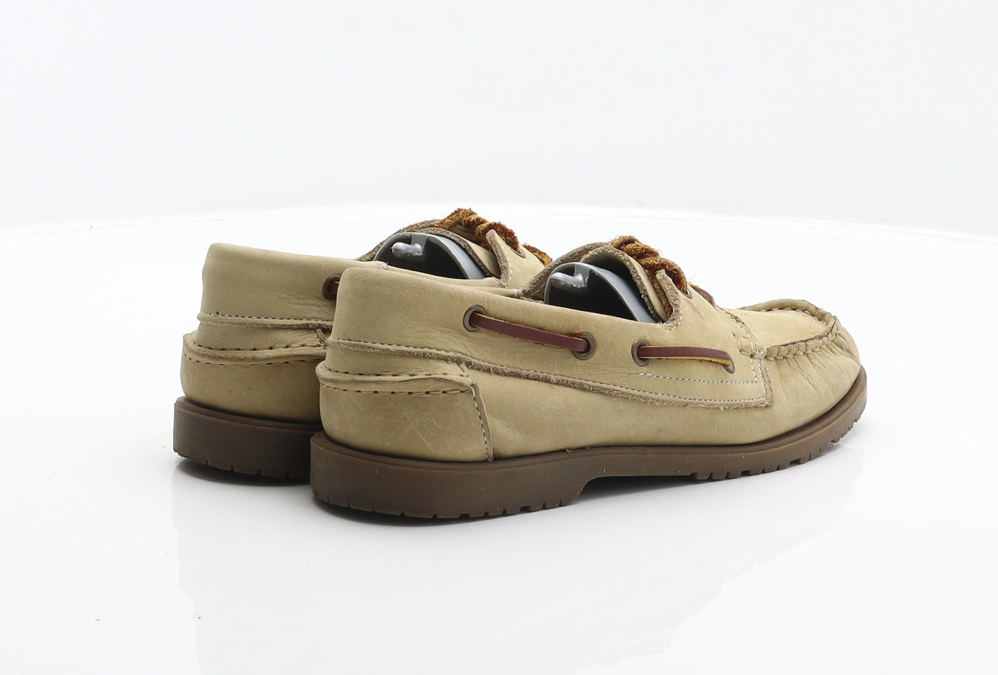 Saxone Womens Beige Leather Boat Shoe Flat UK 4 37