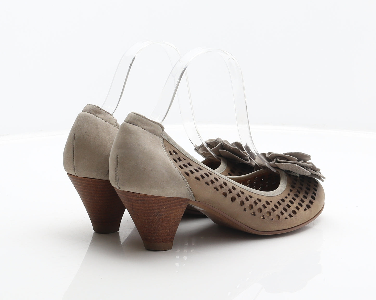 Wonders Womens Brown Leather Court Heel UK 4 37 - Flower detail