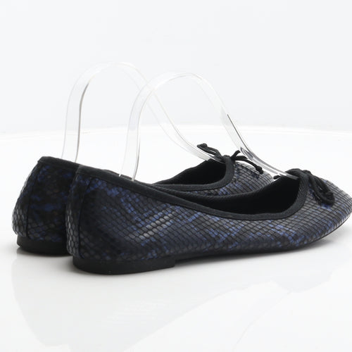 New Look Womens Blue Animal Print Synthetic Ballet Flat UK 6 39 - Snake Skin Print