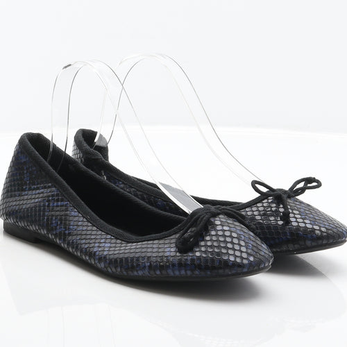 New Look Womens Blue Animal Print Synthetic Ballet Flat UK 6 39 - Snake Skin Print