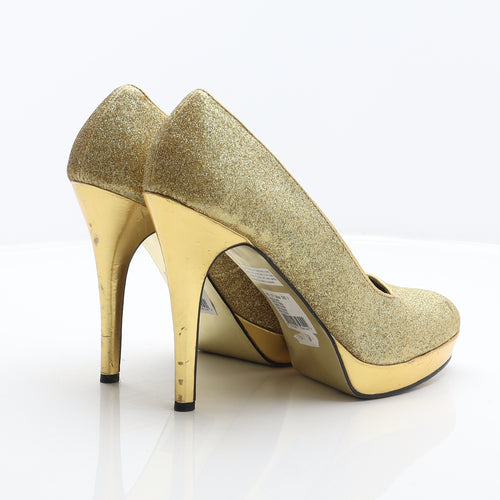 Black Gardenia Womens Gold Synthetic Platform Heel UK 7