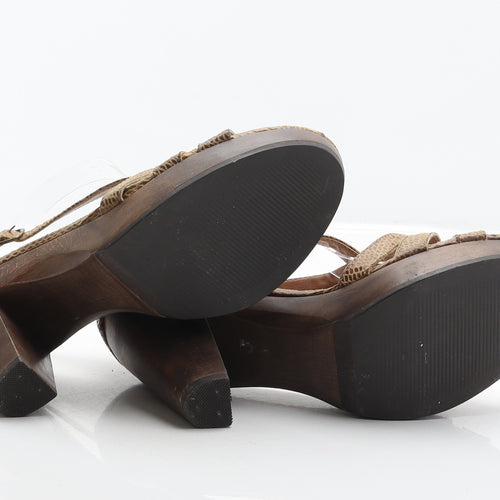 Preworn Womens Brown Animal Print Synthetic Platform Heel UK 5 38