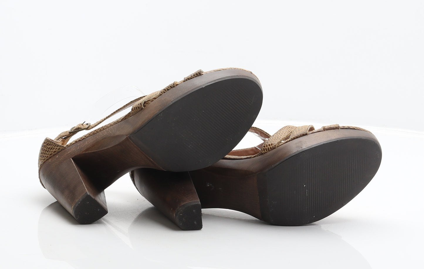 Preworn Womens Brown Animal Print Synthetic Platform Heel UK 5 38