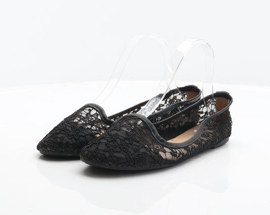 Lov'it Womens Black Floral Polyester Ballet Flat UK 5 38