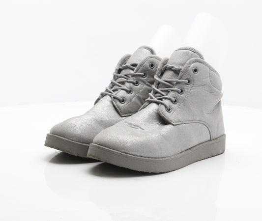 Atmosphere Womens Silver Polyester Shearling Style Boot UK 5