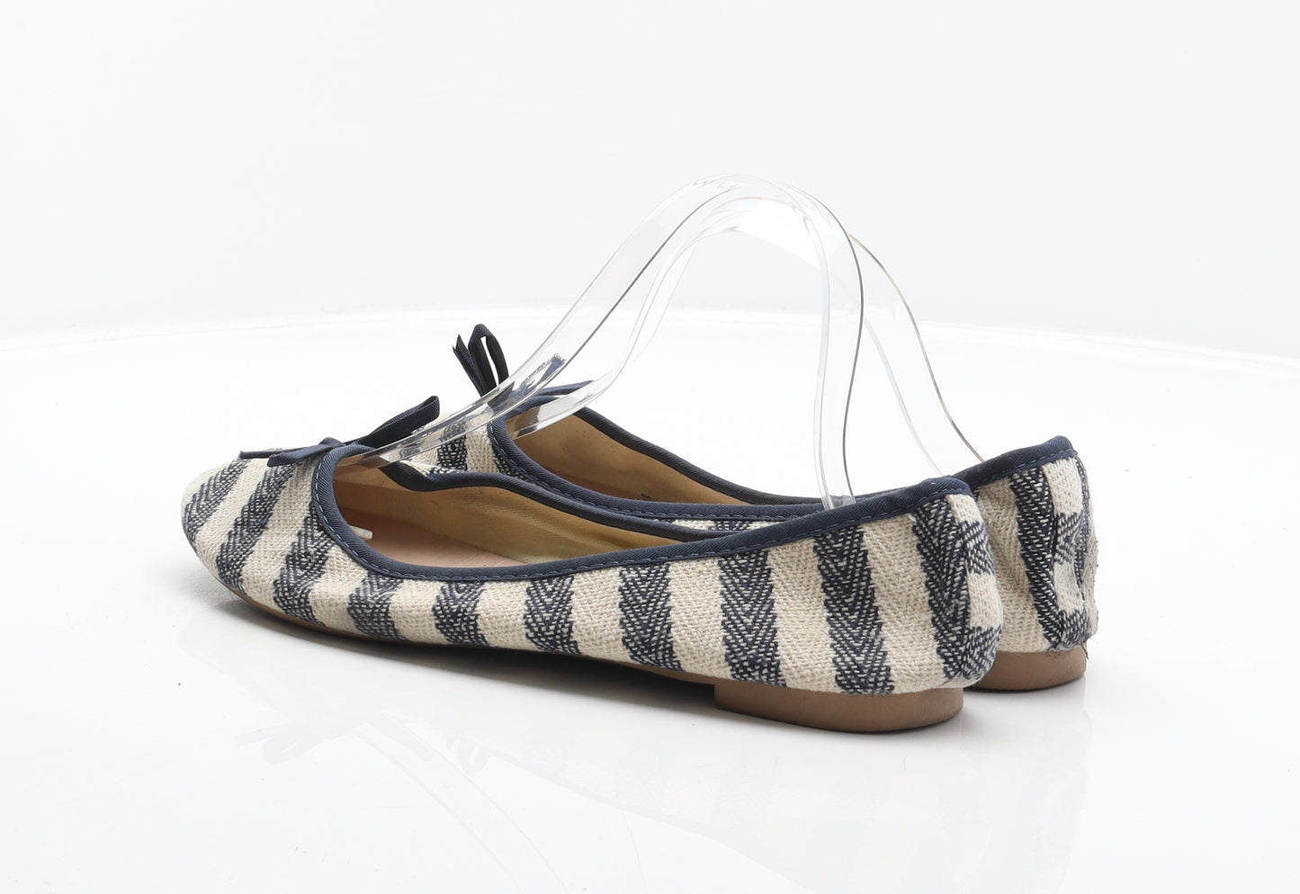 New Look Womens Blue Striped Fabric Ballet Flat UK 8 42