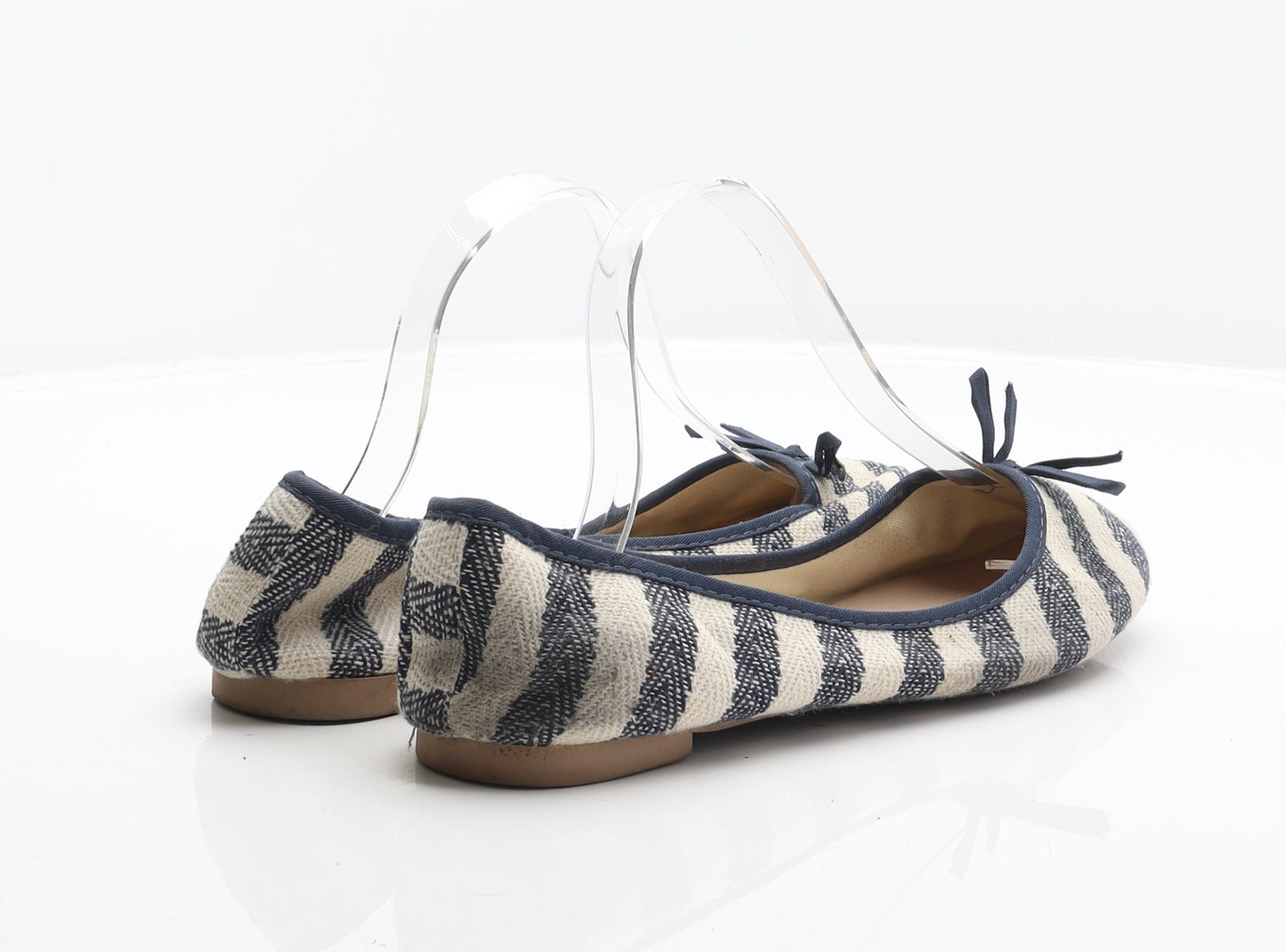 New Look Womens Blue Striped Fabric Ballet Flat UK 8 42