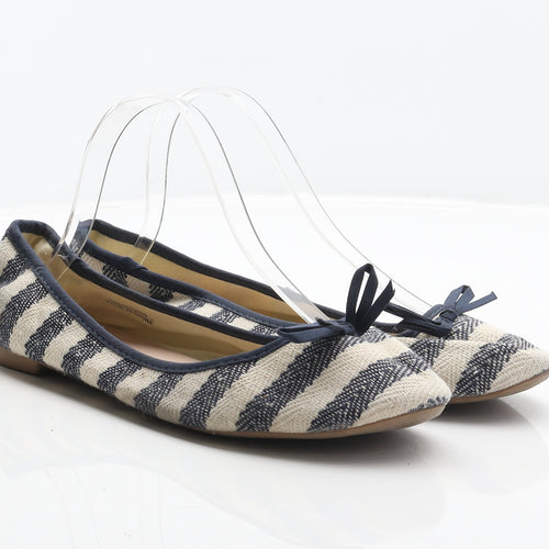 New Look Womens Blue Striped Fabric Ballet Flat UK 8 42
