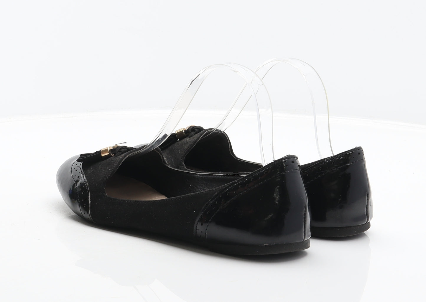 Primark Womens Black Synthetic Loafer Flat UK 5 38 - Brogue Style