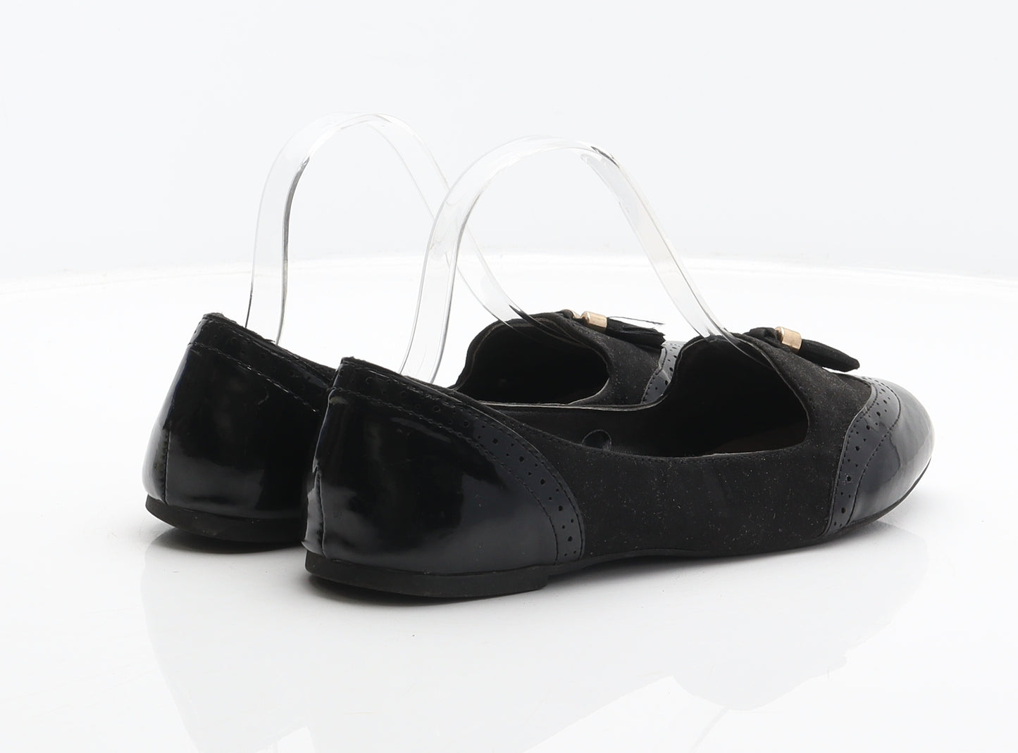 Primark Womens Black Synthetic Loafer Flat UK 5 38 - Brogue Style