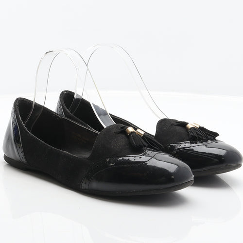 Primark Womens Black Synthetic Loafer Flat UK 5 38 - Brogue Style