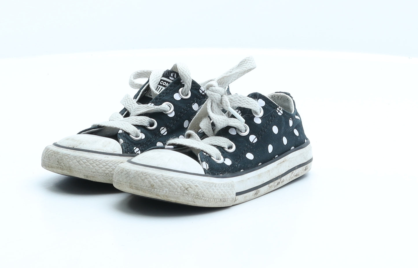 Converse Girls Black Polka Dot Fabric Trainer UK 7