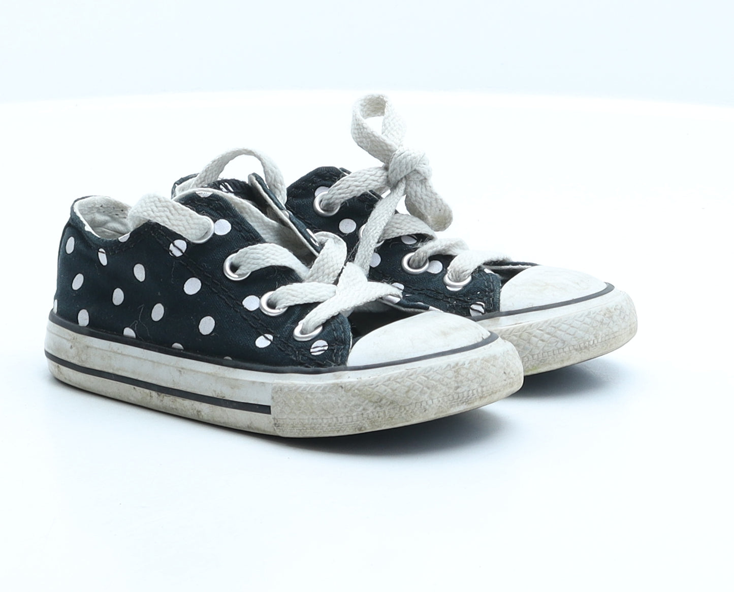Converse Girls Black Polka Dot Fabric Trainer UK 7