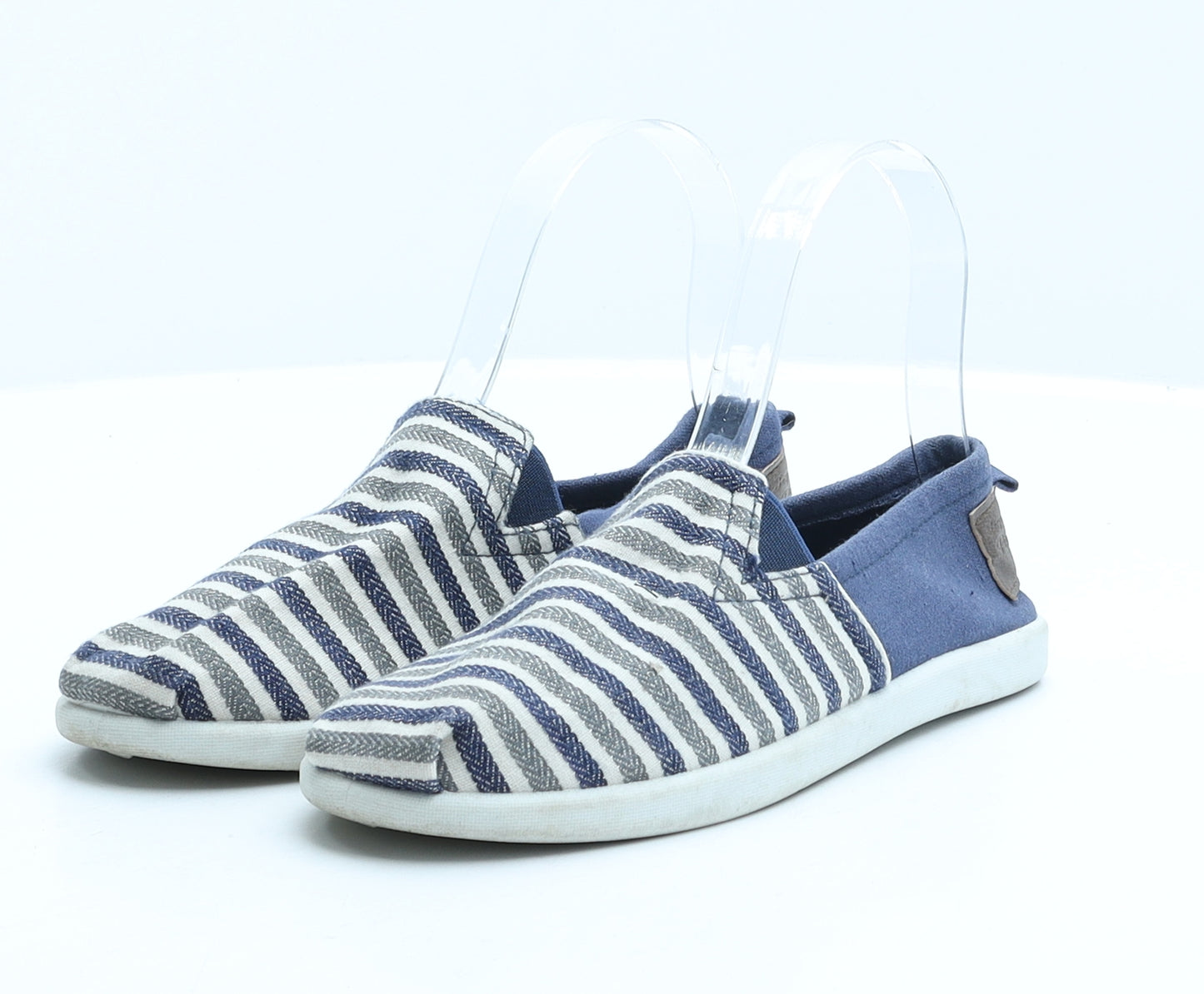 Blue Base Boys Blue Striped Fabric Slip On Casual UK 2