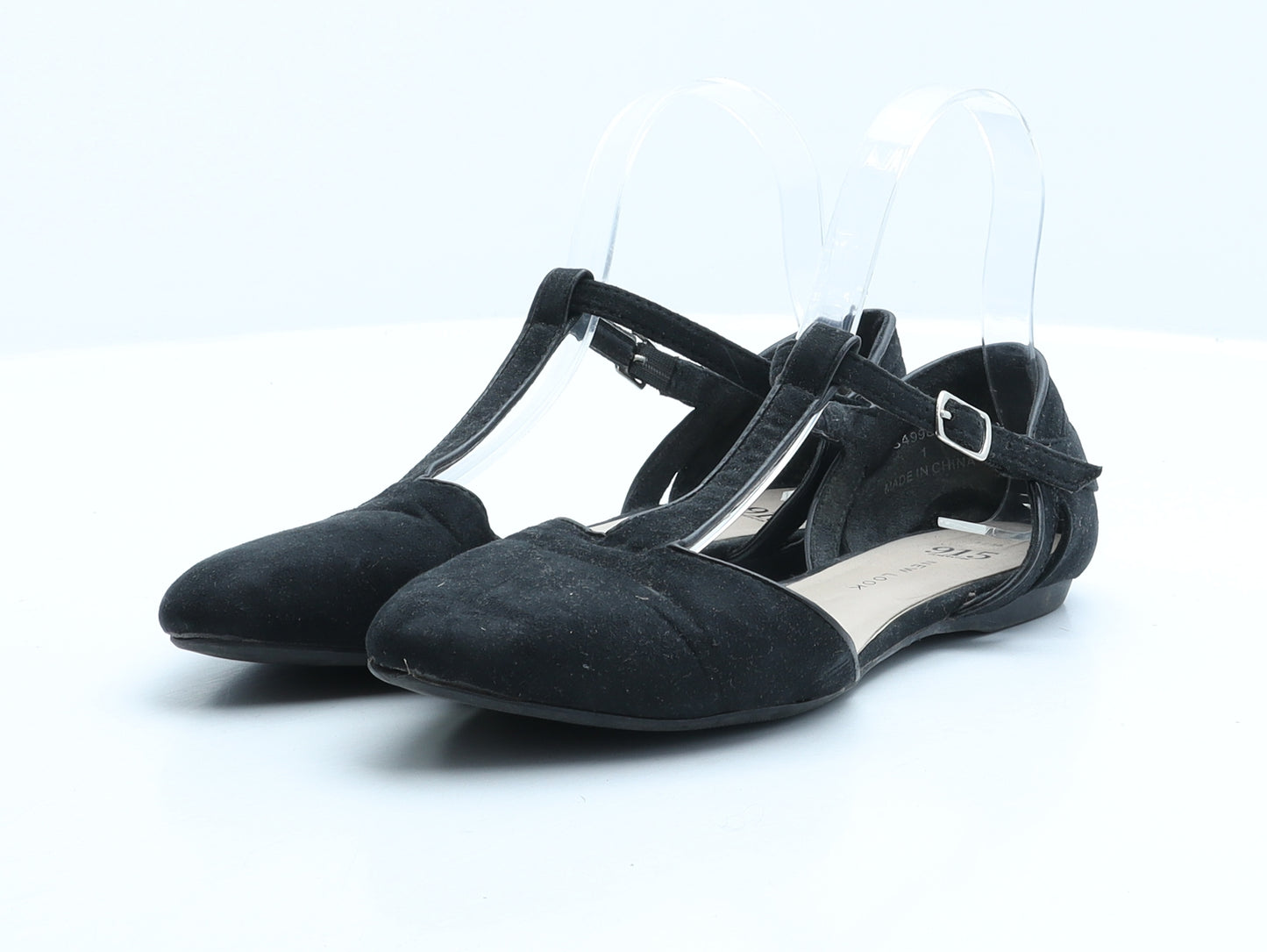 New Look Girls Black Suede Strappy Flat UK 5 38