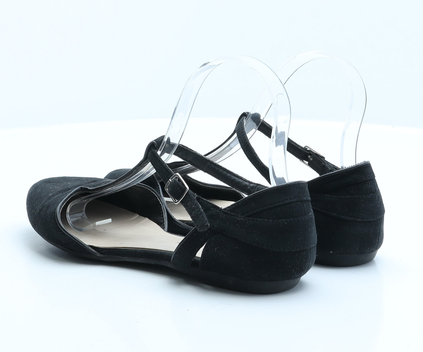 New Look Girls Black Suede Strappy Flat UK 5 38