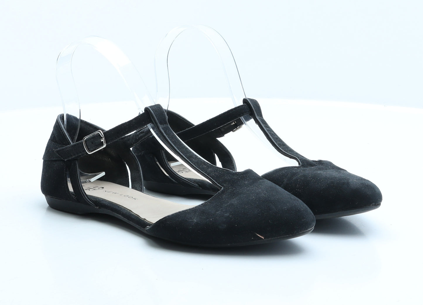 New Look Girls Black Suede Strappy Flat UK 5 38