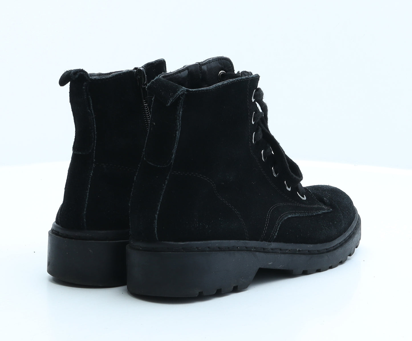 Preworn Womens Black Synthetic Combat Boot UK 4 37