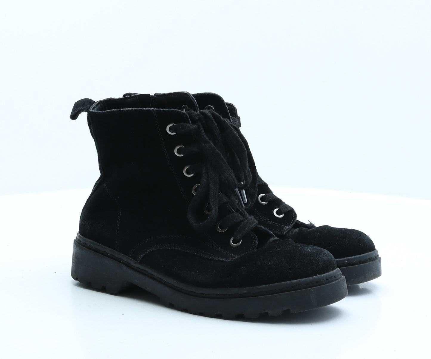 Preworn Womens Black Synthetic Combat Boot UK 4 37