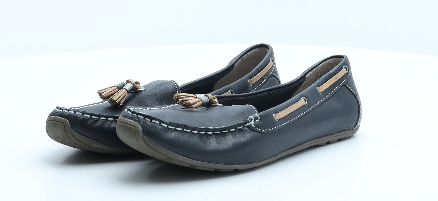 Marks and Spencer Womens Black Leather Loafer Casual UK 5.5