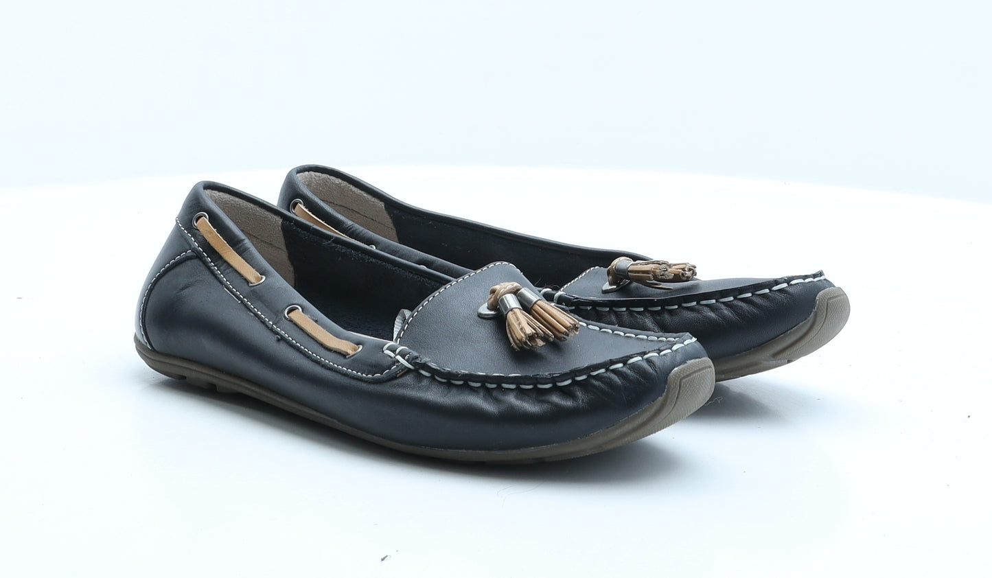Marks and Spencer Womens Black Leather Loafer Casual UK 5.5