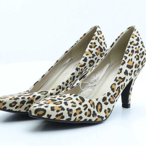 Pep&Co Womens Multicoloured Animal Print Synthetic Court Heel UK 6 - Leopard print
