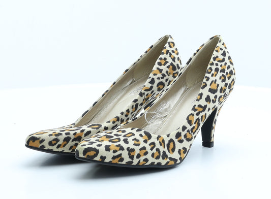 Pep&Co Womens Multicoloured Animal Print Synthetic Court Heel UK 6 - Leopard print