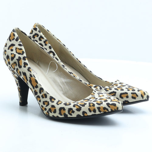 Pep&Co Womens Multicoloured Animal Print Synthetic Court Heel UK 6 - Leopard print