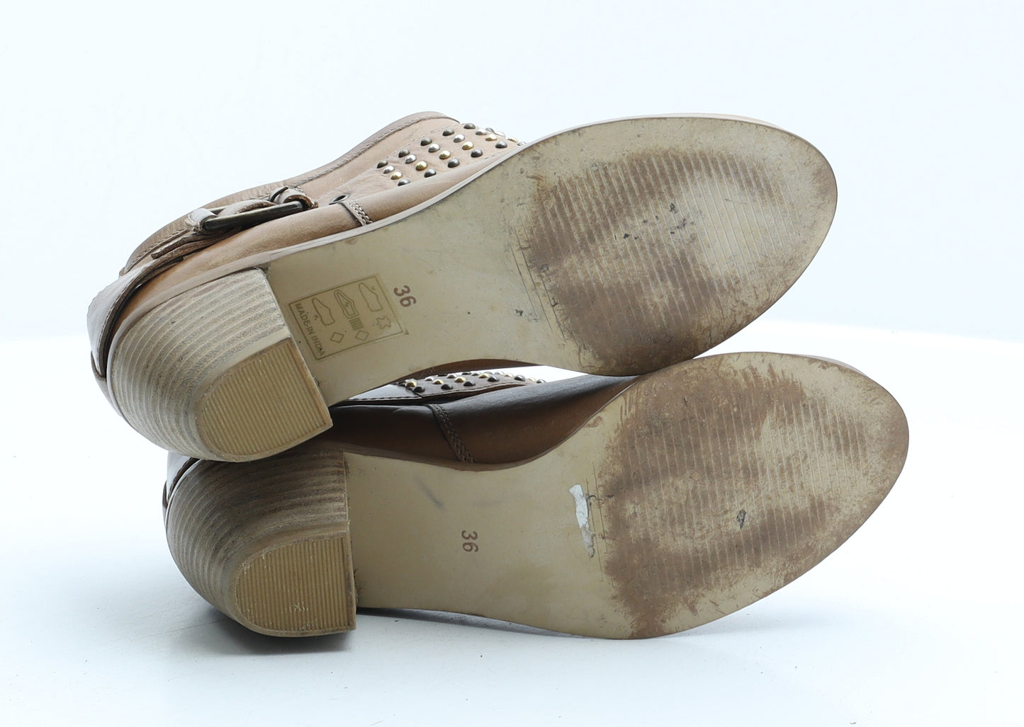 Preworn Womens Brown Synthetic Biker Boot UK 3 36