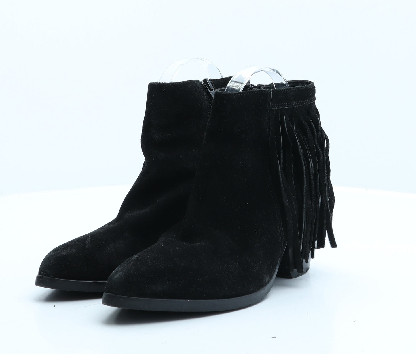 Preworn Womens Black Suede Bootie Boot UK 6