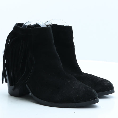 Preworn Womens Black Suede Bootie Boot UK 6