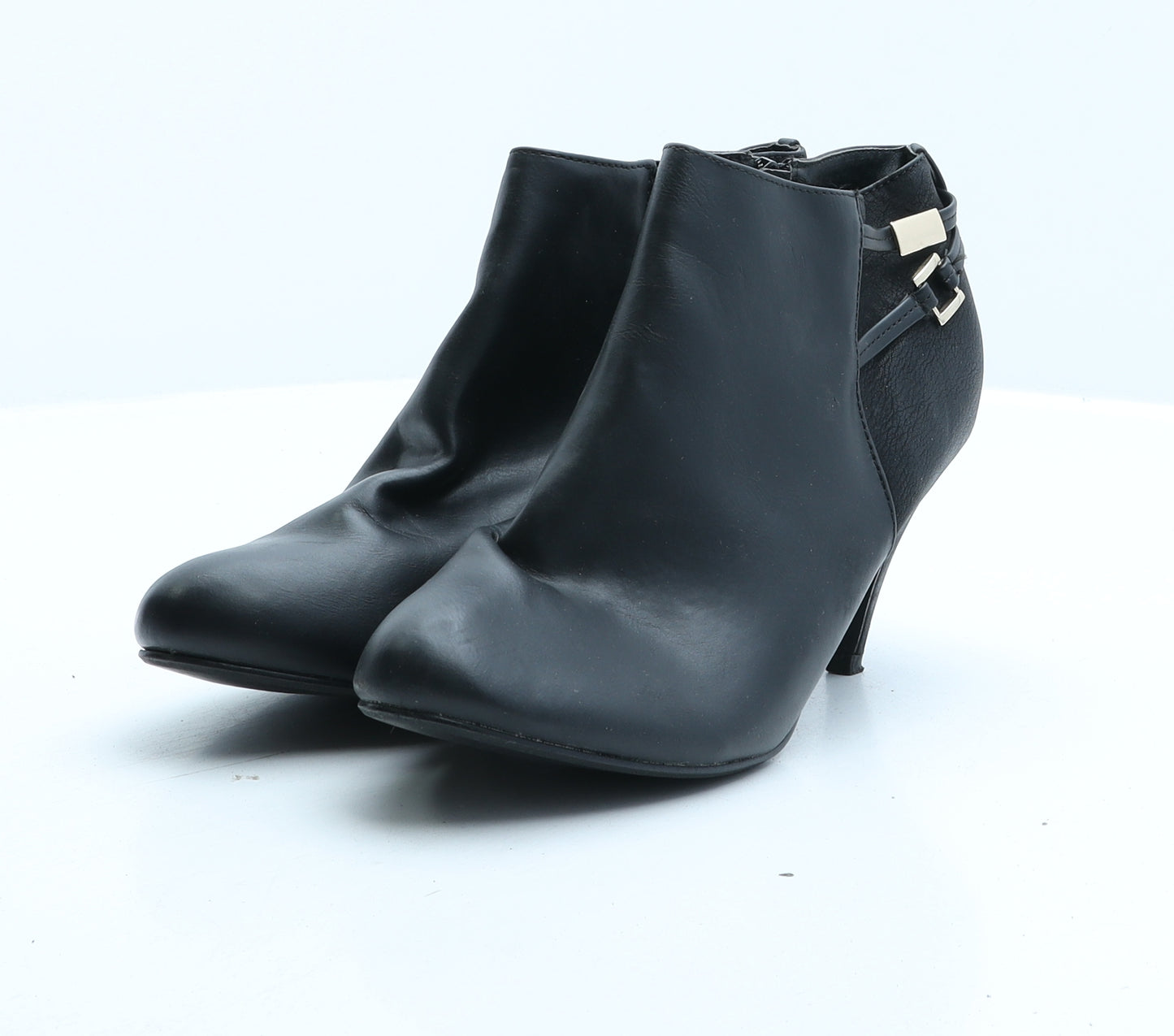 Preworn Womens Black Synthetic Bootie Boot UK 6