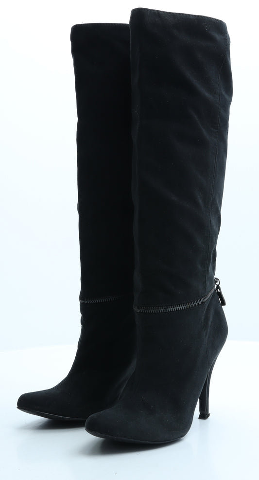 Preworn Womens Black Suede Bootie Boot UK 3 36