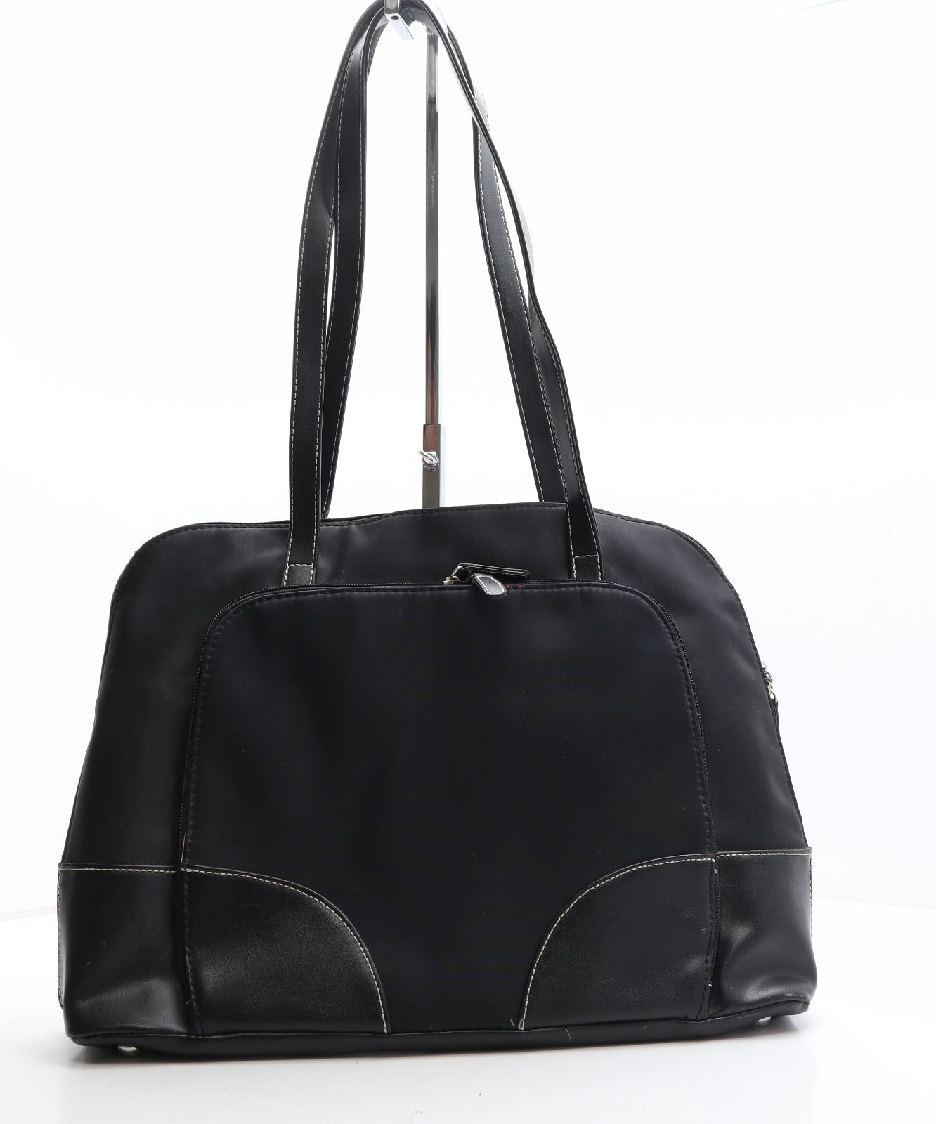 Preworn Womens Black Polyester Shoulder Bag Size Large