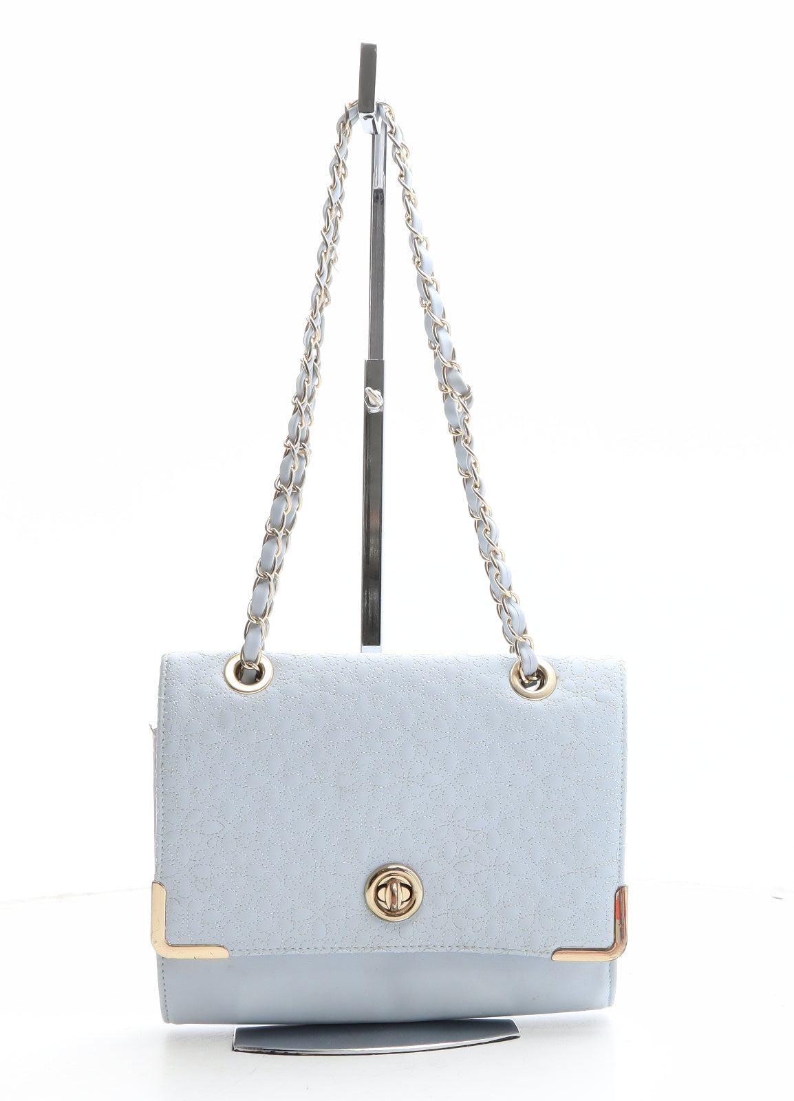 New Look Womens Blue Geometric Polyethylene Crossbody Size Small
