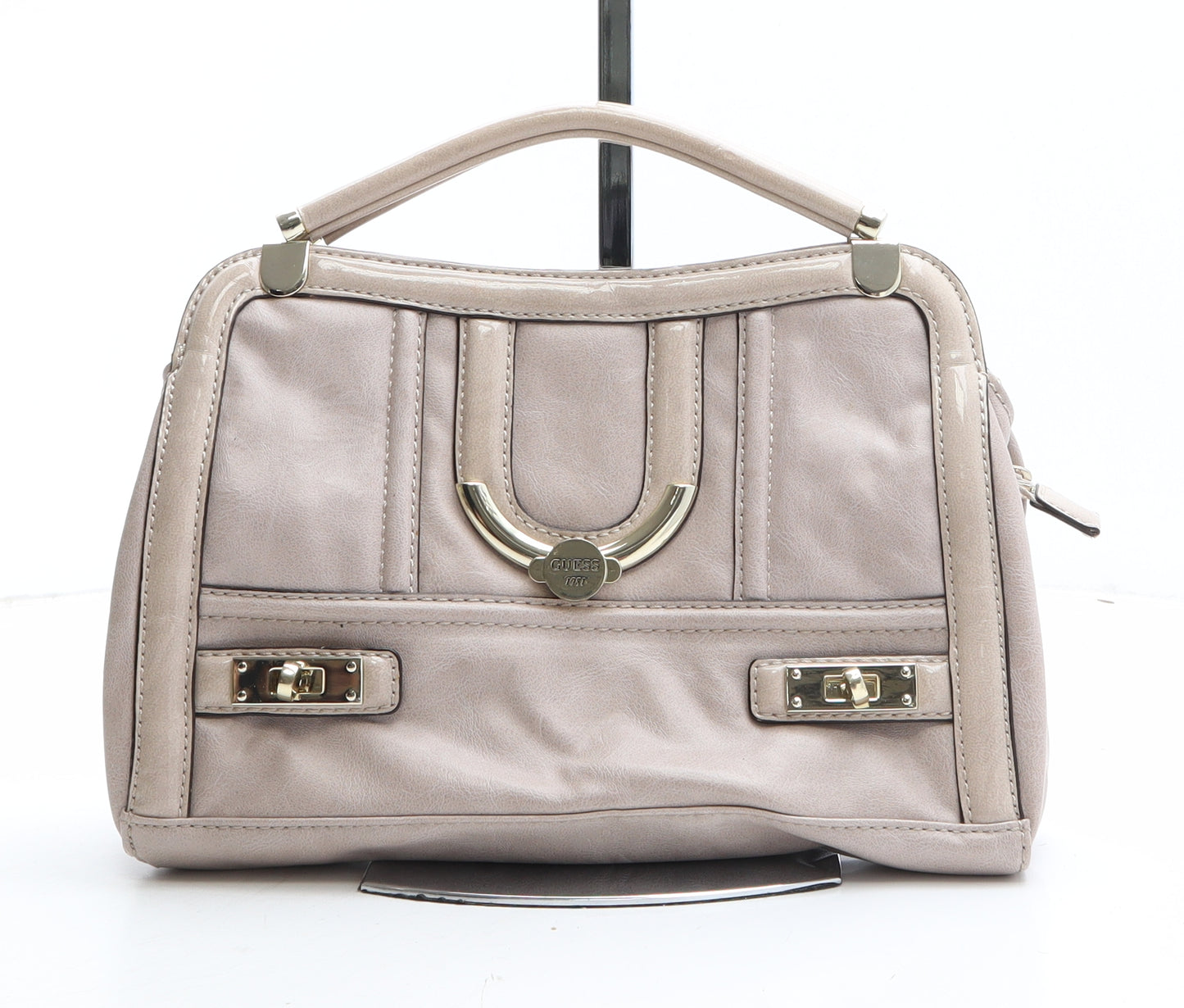 GUESS Womens Beige Polyethylene Top Handle Bag Size Small