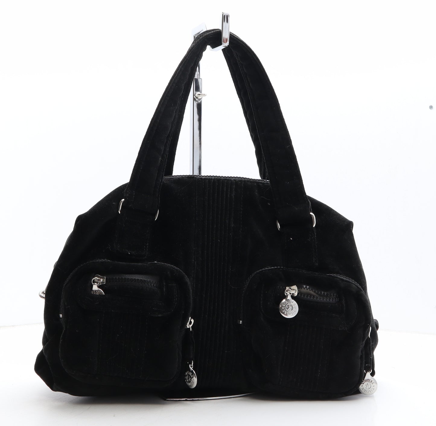 Kipling Womens Black Suede Shoulder Bag Size Large