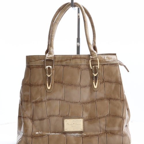 Claudia Canova Womens Beige Polyethylene Shoulder Bag Size Large - Crocodile Pattern