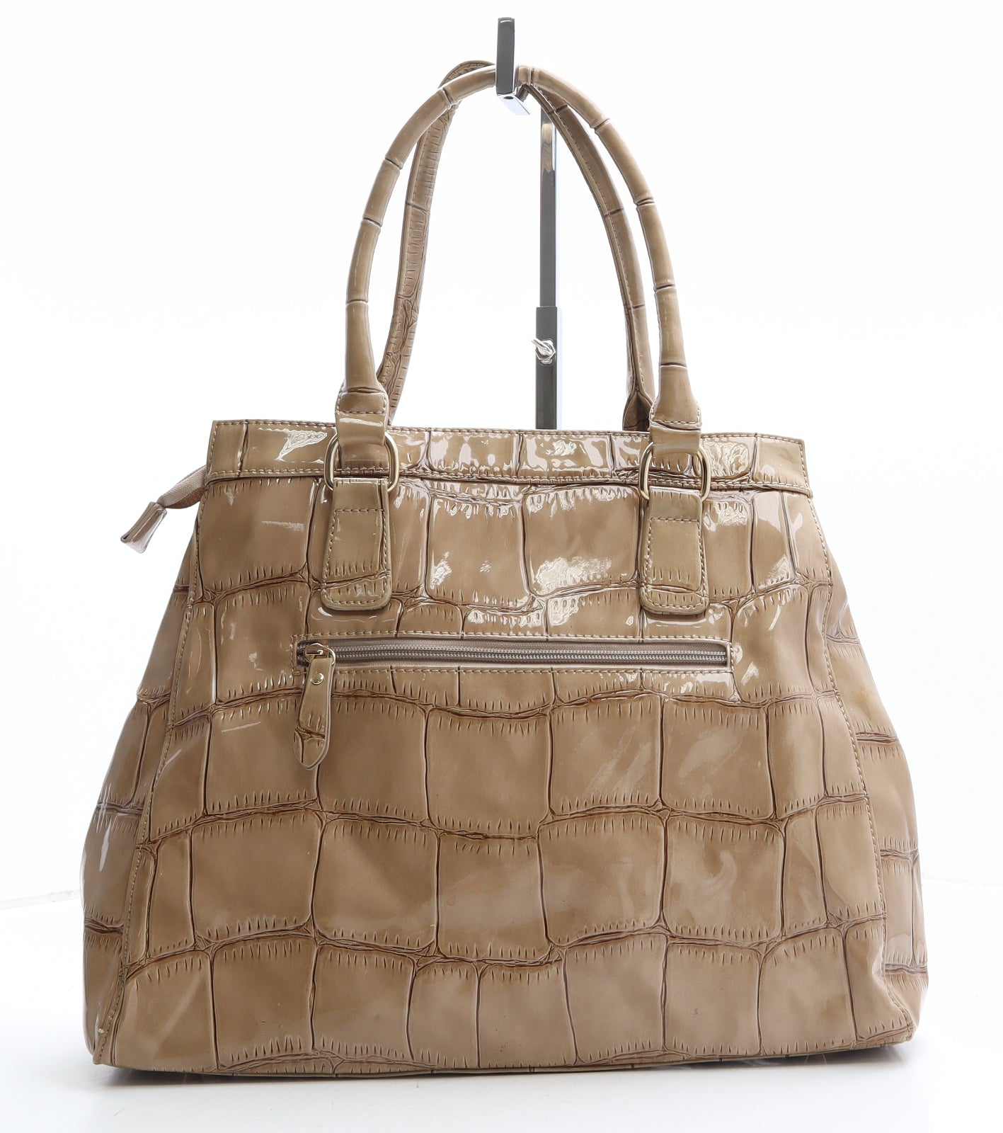 Claudia Canova Womens Beige Polyethylene Shoulder Bag Size Large - Crocodile Pattern