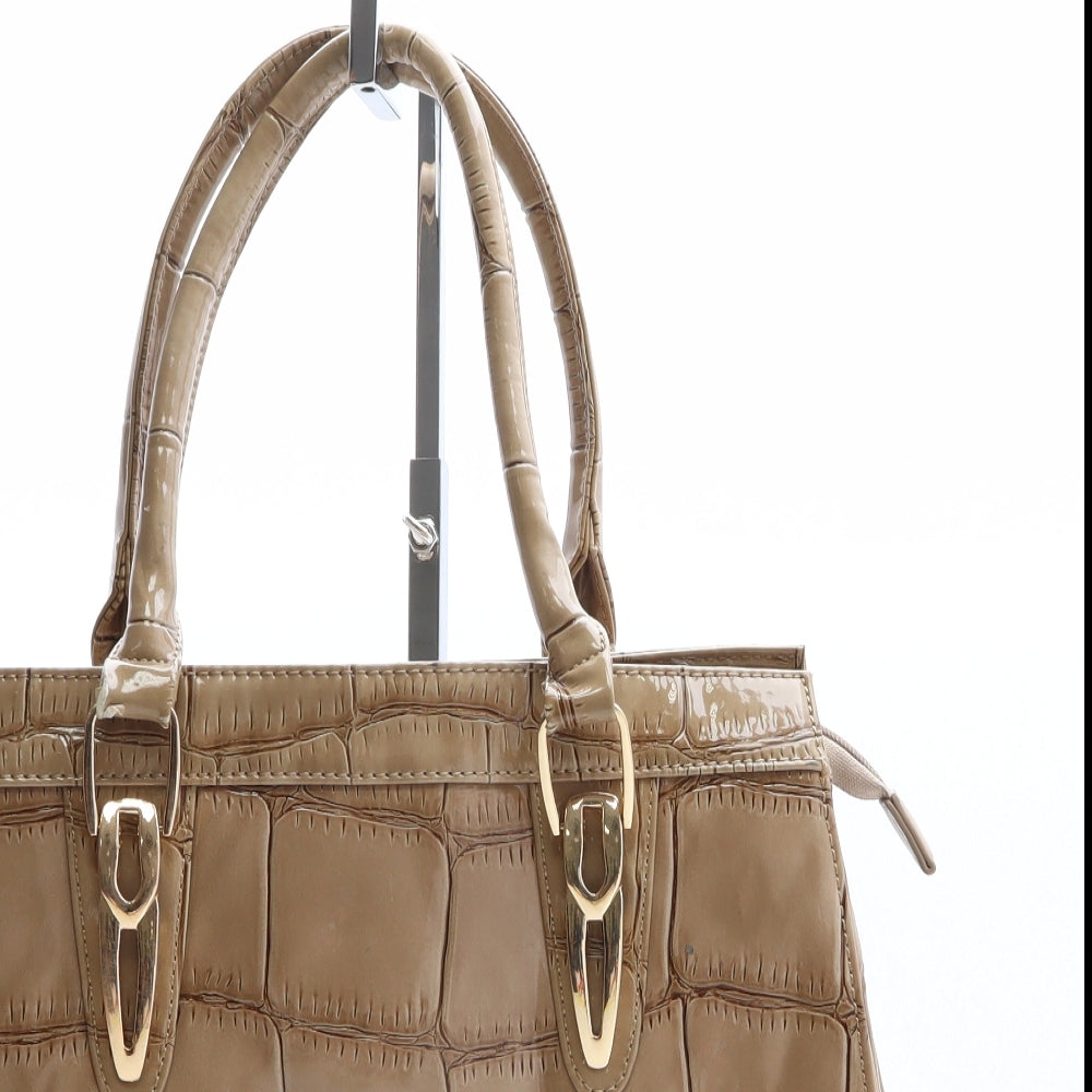 Claudia Canova Womens Beige Polyethylene Shoulder Bag Size Large - Crocodile Pattern